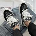 Damen Sneakers mit modischem Tweed-Design und übergroßen Schnürsenkeln