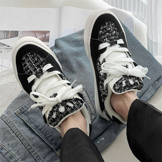 Damen Sneakers mit modischem Tweed-Design und übergroßen Schnürsenkeln R&B