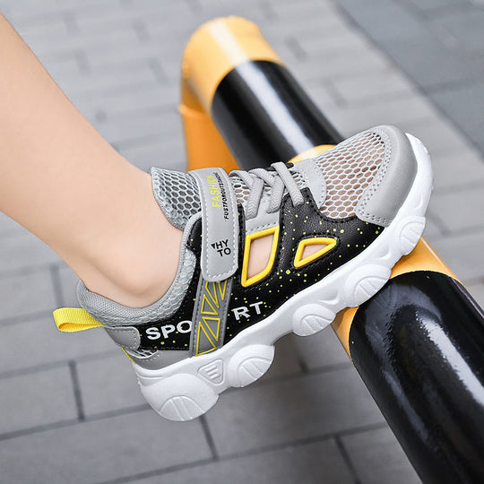 Damen sportliche Sneaker mit atmungsaktiver Mesh-Oberfläche und praktischem Klettverschluss R&B