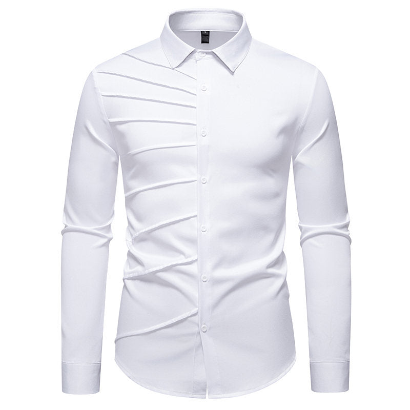Herren Langarmhemd mit modischem Rippendesign R&B
