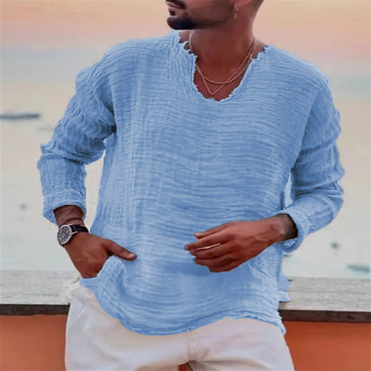 Herren lässiges Leinenhemd R&B