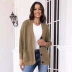 Damen Grober Strickcardigan mit praktischen Taschen und eleganten Knopfdetails R&B