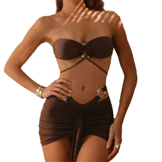 Damen Bandeau-Bikini-Set mit raffiniertem Wickeldetail R&B