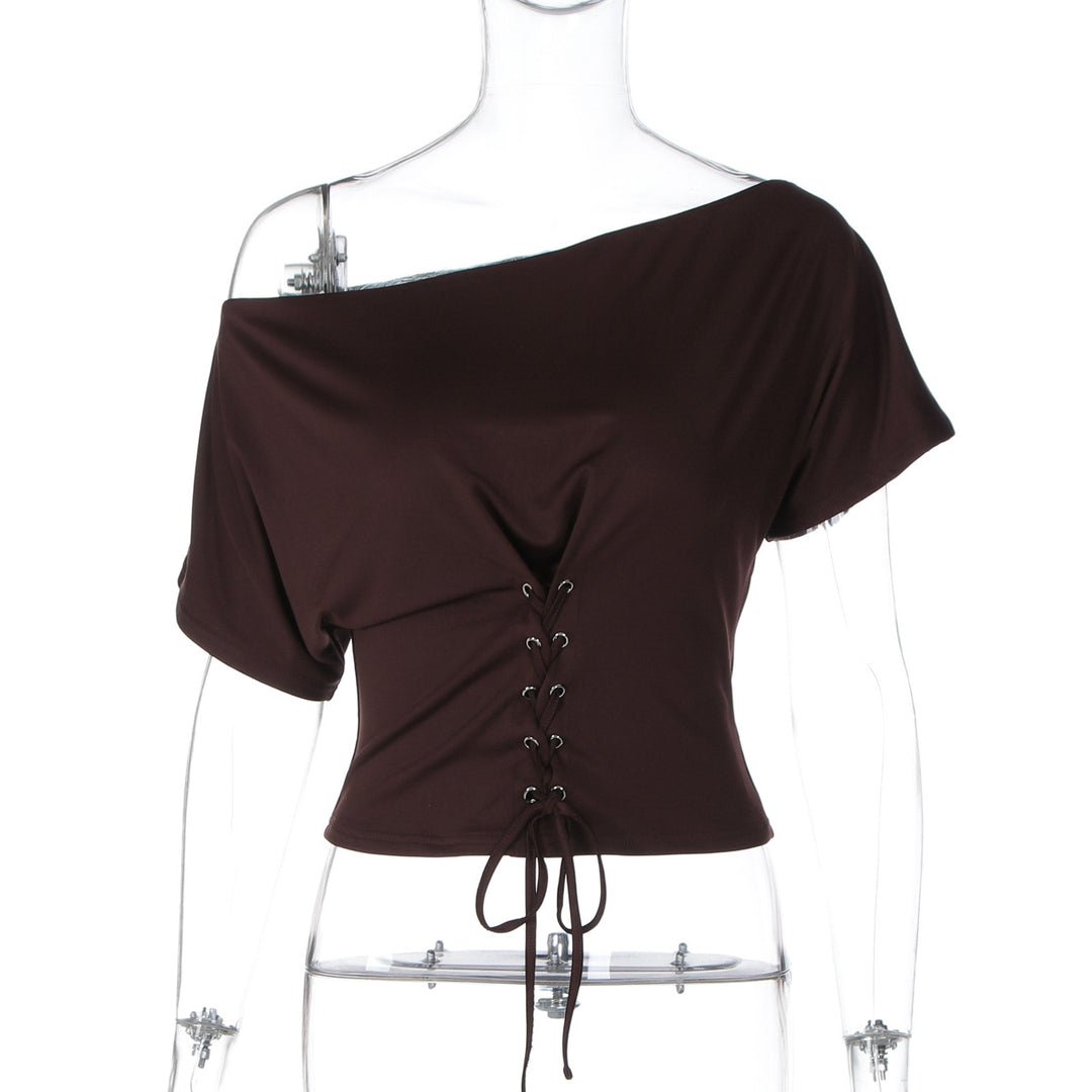 Damen Off-Shoulder Oberteil mit verstellbarem Kordelzug R&B