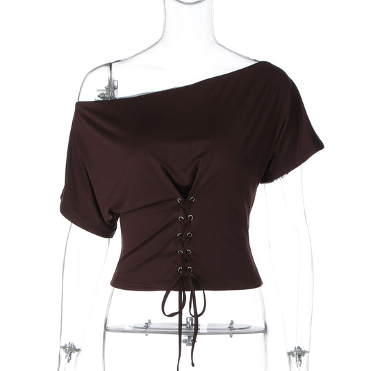 Damen Off-Shoulder Oberteil mit verstellbarem Kordelzug R&B