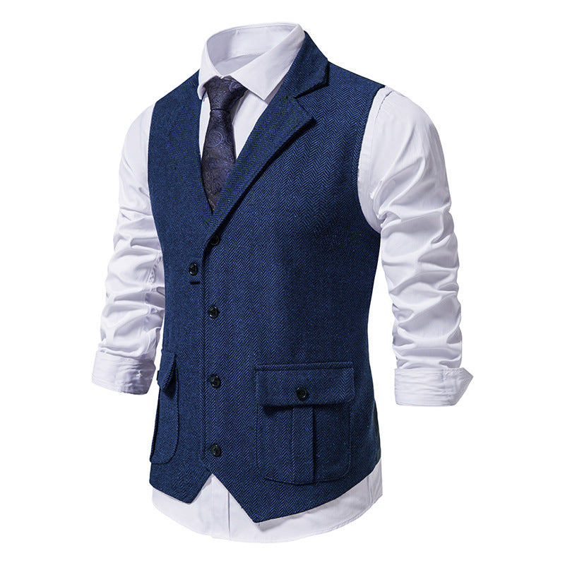 Herren Anzugweste aus hochwertigem Herringbone-Stoff R&B