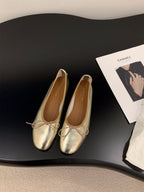 Damen Ballerinas mit funkelnder Metallic-Oberfläche und zartem Schleifendesign R&B