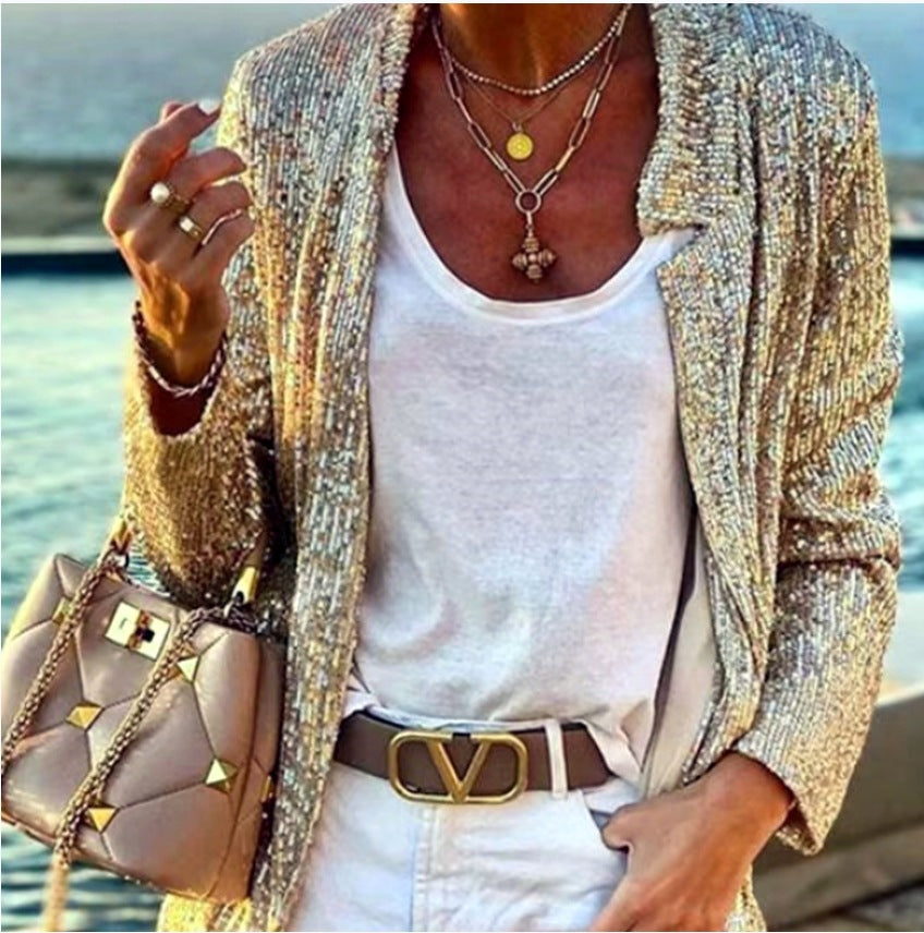 Damen Glitzernde Abendjacke mit elegantem Schnitt und luxuriösen Details R&B