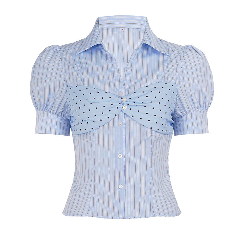 Damen Blusenshirt mit Puffärmeln und einzigartigem Bindedetail R&B