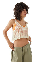 Damen luftiges Netz-Crop-Top R&B