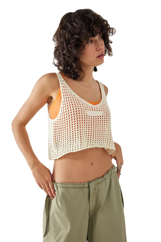 Damen luftiges Netz-Crop-Top R&B