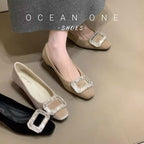 Damen elegante Ballerinas mit schimmerndem Schmuckdetail R&B