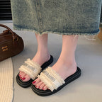 Damen Pantoletten mit weichem Futter und glamourösen Details EB