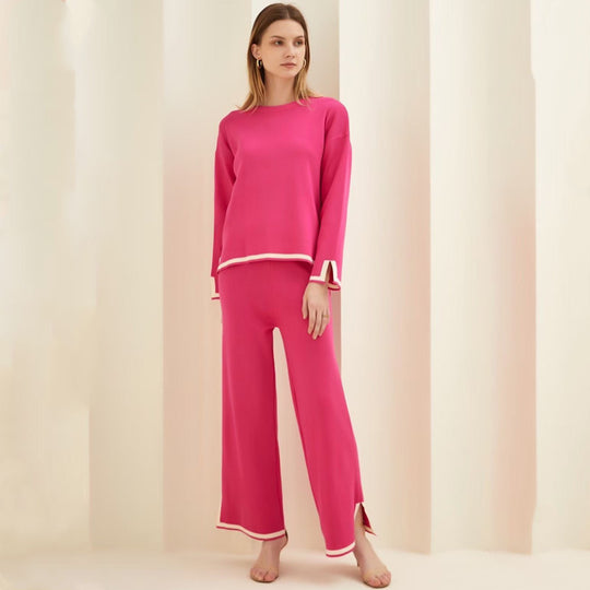 Damen entspannendes Loungewear-Set mit kontrastierenden Saumdetails R&B
