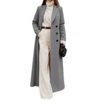 Damen Eleganter Wollmantel mit doppelter Knopfleiste und tiefen Taschen EB