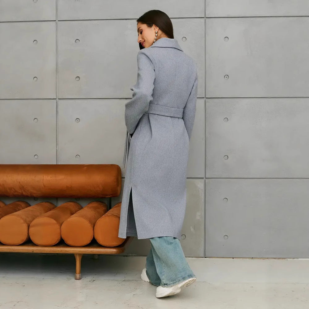 Damen Eleganter Wollmantel im doppelreihigen Design R&B