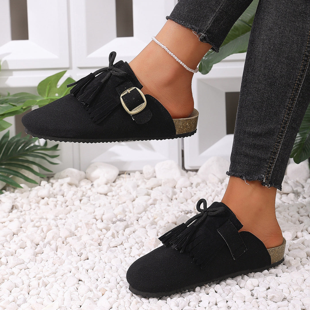 Damen Clogs mit dekorativen Fransen und verstellbarem Schnallenverschluss R&B