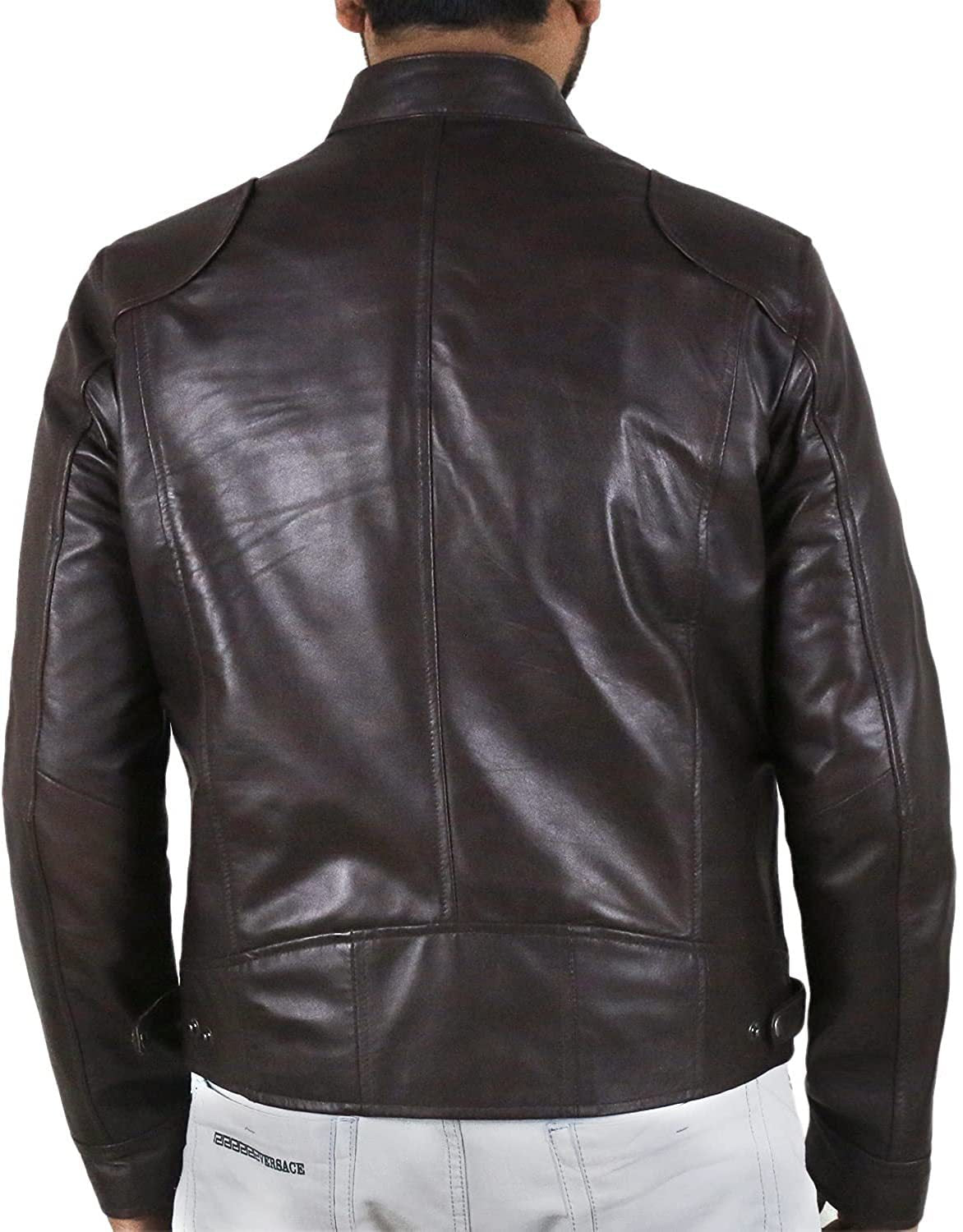 Herren Biker-Lederjacke mit Zipperdetails