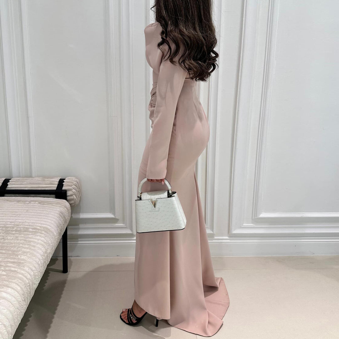 Damen Maxikleid mit elegantem Wickelausschnitt und figurbetonter Silhouette R&B