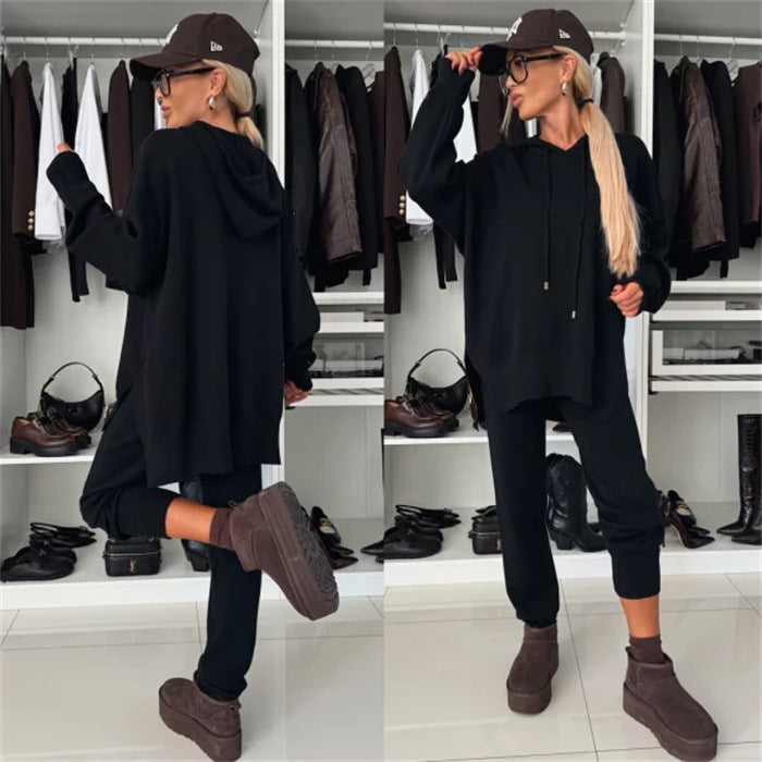 Damen Bequeme Oversized-Hoodie und Jogginghose Kombination R&B