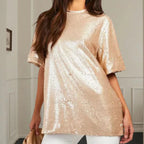 Damen Glitzerndes Oversize-Top mit funkelnden Pailletten
