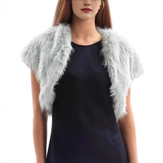 Damen Flauschige Kunstpelzweste im offenen Design R&B