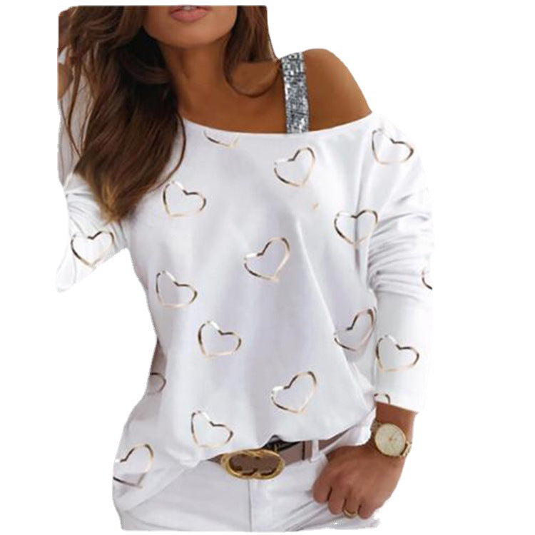 Damen modisches Sweatshirt mit herzförmigem Design und glitzernden Akzenten R&B