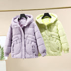 Damen Modische leichte Pufferjacke mit praktischen Taschen und Kapuze R&B