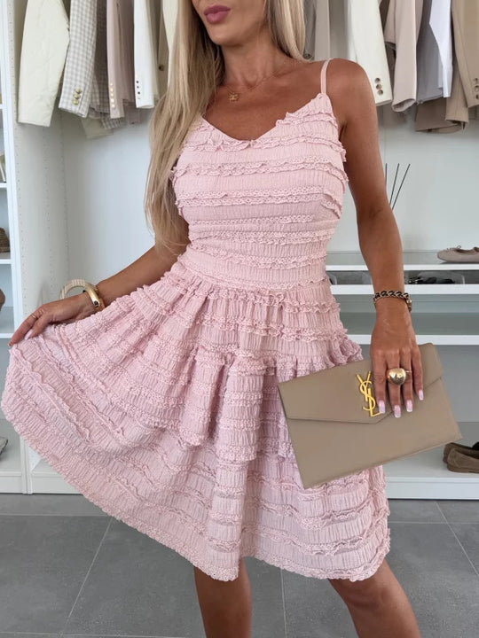 Damen Sommerliches A-Linien Kleid mit Rüschen und feinem Strukturdesign R&B