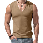 Herren nan figurbetontes ärmelloses V-Ausschnitt Muskelshirt R&B
