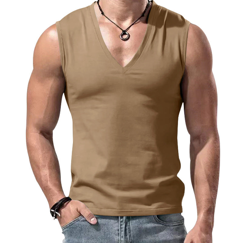 Herren nan figurbetontes ärmelloses V-Ausschnitt Muskelshirt R&B