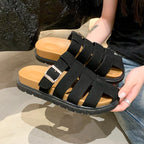 Damen Freizeitsandalen mit elastischen Riemen und modischem Verschluss EB