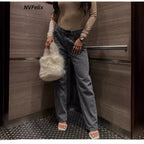 Damen Weite Jeans mit hohem Bund und klassischem Schnitt