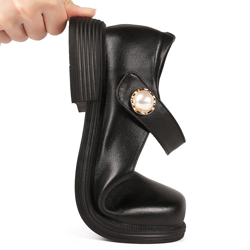 Damen Elegante Mary Jane Ballerinas mit modischem Riemen und bequemem Fußbett R&B