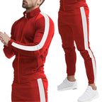 Herren sportliches Trainingsanzug mit hohem Kragen und kontrastierenden Streifen R&B