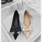 Damen elegante Ballerinas mit funkelndem Schleifendekor R&B