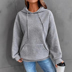 Damen lässiger Hoodie mit strukturierter Oberfläche und praktischer Kängurutasche R&B