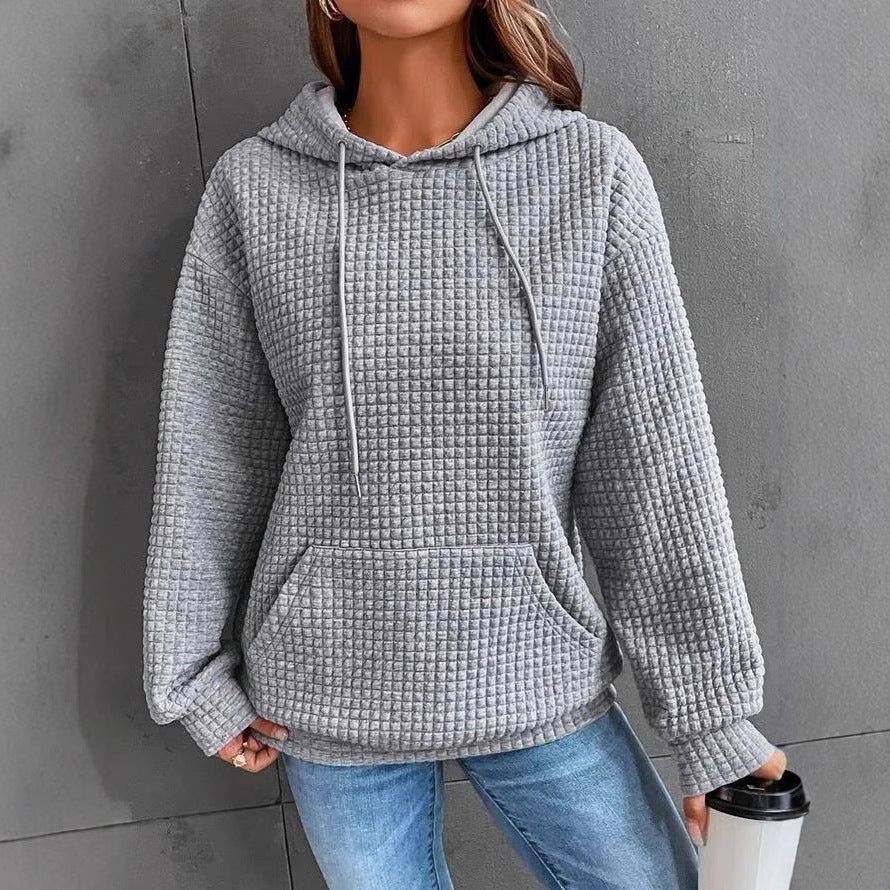 Damen lässiger Hoodie mit strukturierter Oberfläche und praktischer Kängurutasche R&B