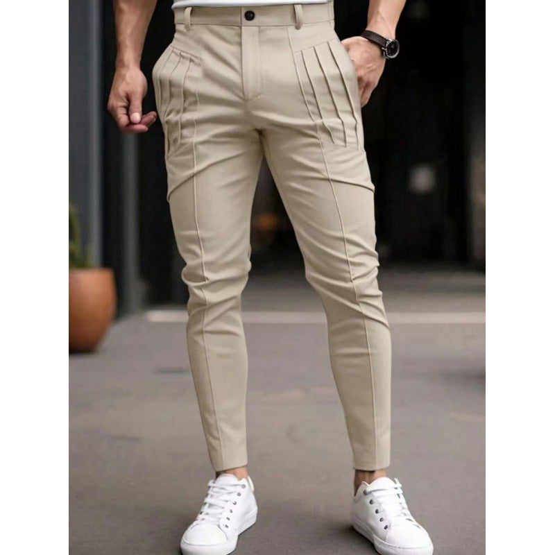 Herren Stoffhose Slim Fit mit Bundfalten