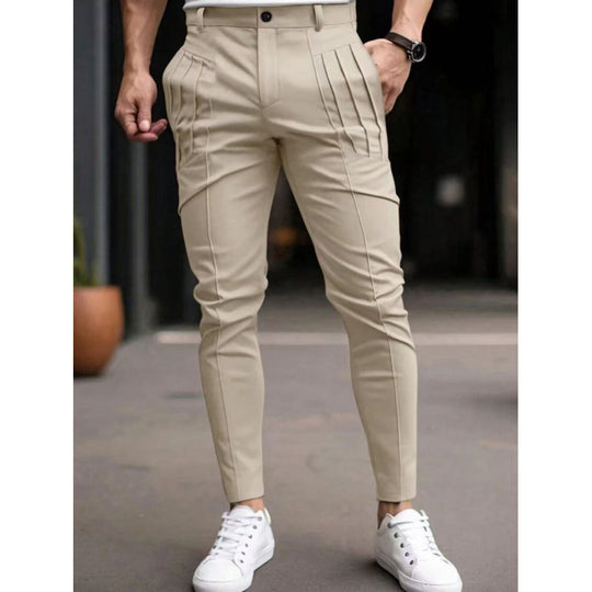 Herren Stoffhose Slim Fit mit Bundfalten