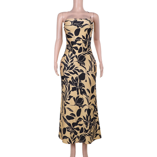Damen Maxikleid mit floralem Muster und schmalen Spaghettiträgern R&B