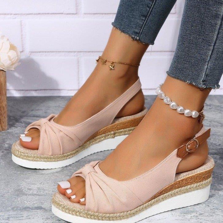 Damen Wedge-Sandaletten mit dekorativem Knoten-Design R&B