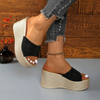 Damen Plateau-Pantoletten mit glitzerndem Riemen R&B