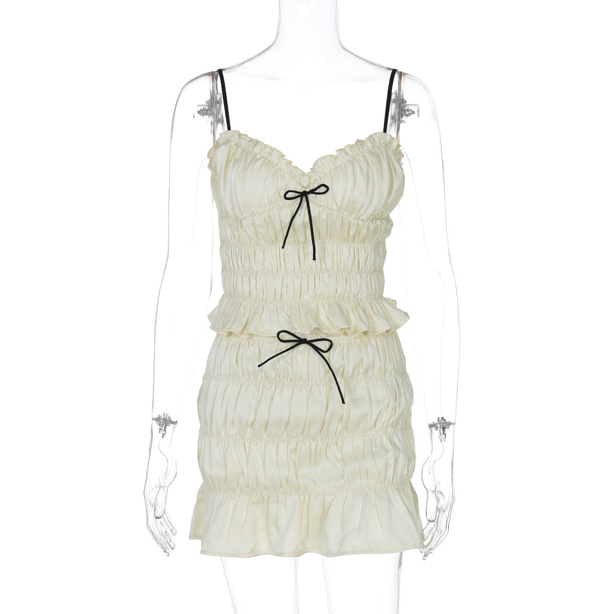 Damen Raffiniertes Mini-Kleid mit Rüschendetails und verstellbaren Trägern R&B