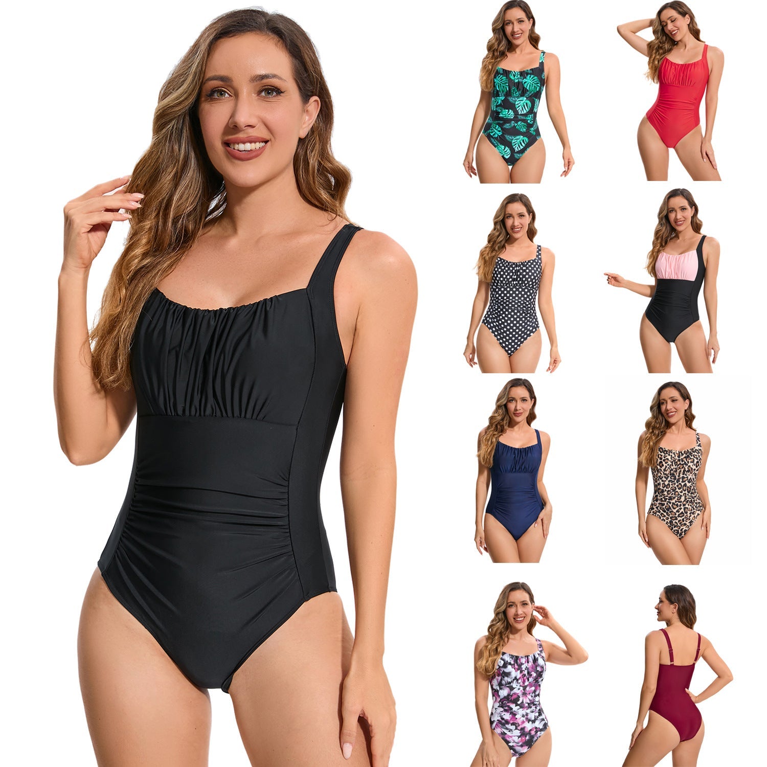 Damen Einteiliger Badeanzug mit modischen Rüschendetails R&B