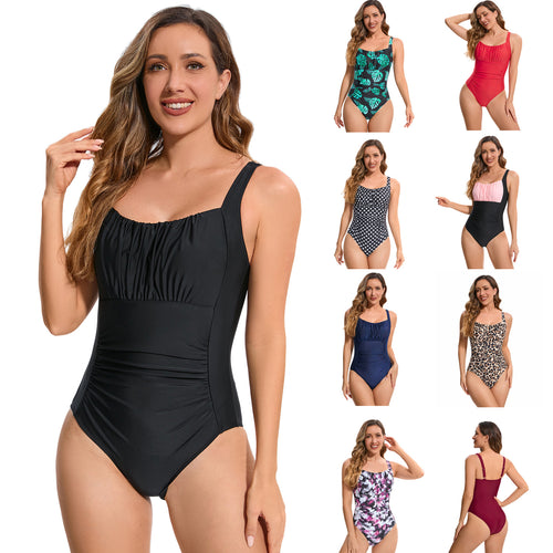 Damen Einteiliger Badeanzug mit modischen Rüschendetails R&B