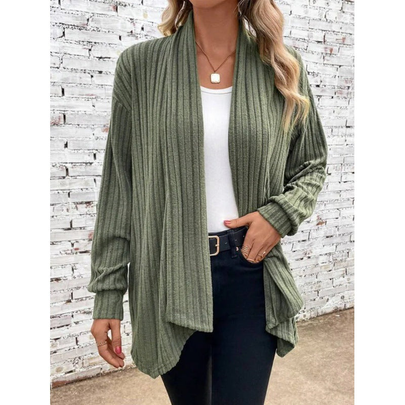Damen Gestreifter Cardigan mit offenem Schnitt und langen Ärmeln R&B