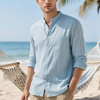 Herren Hemd im eleganten Henley-Stil mit strukturierter Baumwolle R&B
