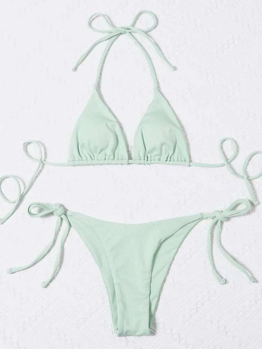 Damen Triangel-Bikini mit verstellbaren Bändern und raffinierten Schnürdetails R&B