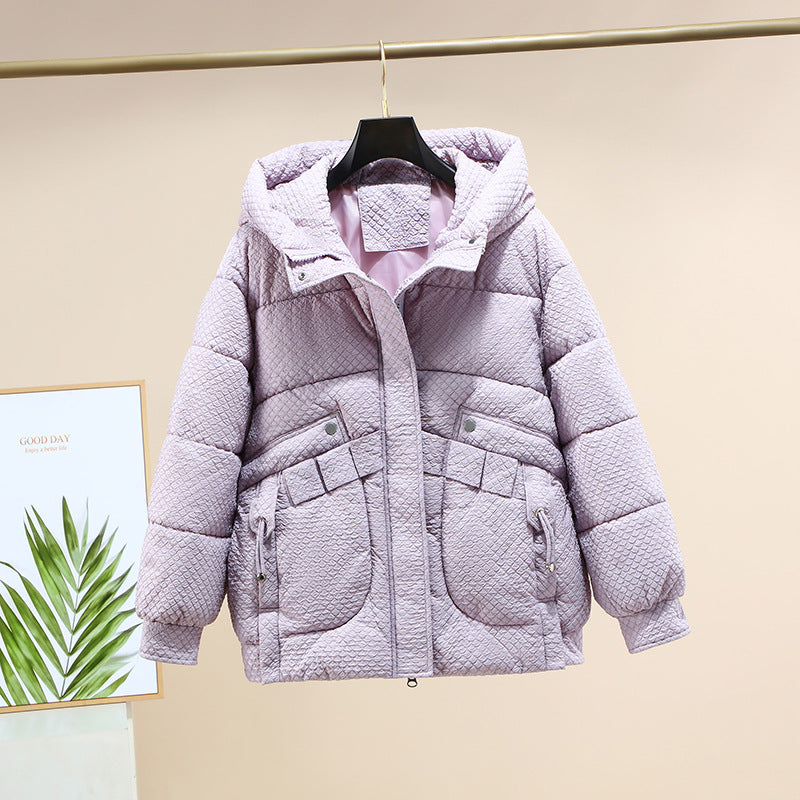 Damen Modische leichte Pufferjacke mit praktischen Taschen und Kapuze R&B